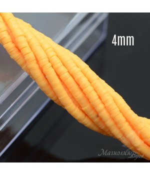 Rubber roundel 4mm orange, thread 40cm