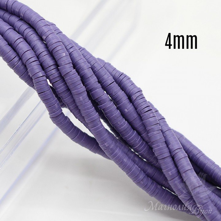 Каучук рондель 4мм фиолетовый, нить 40см