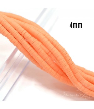 Rubber rondel 4mm salmon, thread 40cm