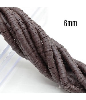 Abalorios Katshuki 6mm 1 tira de 40cm, color chocolate