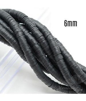 Rubber roundel 6mm black, thread 40cm