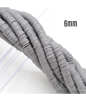 Rubber roundel 6mm grey, thread 40cm