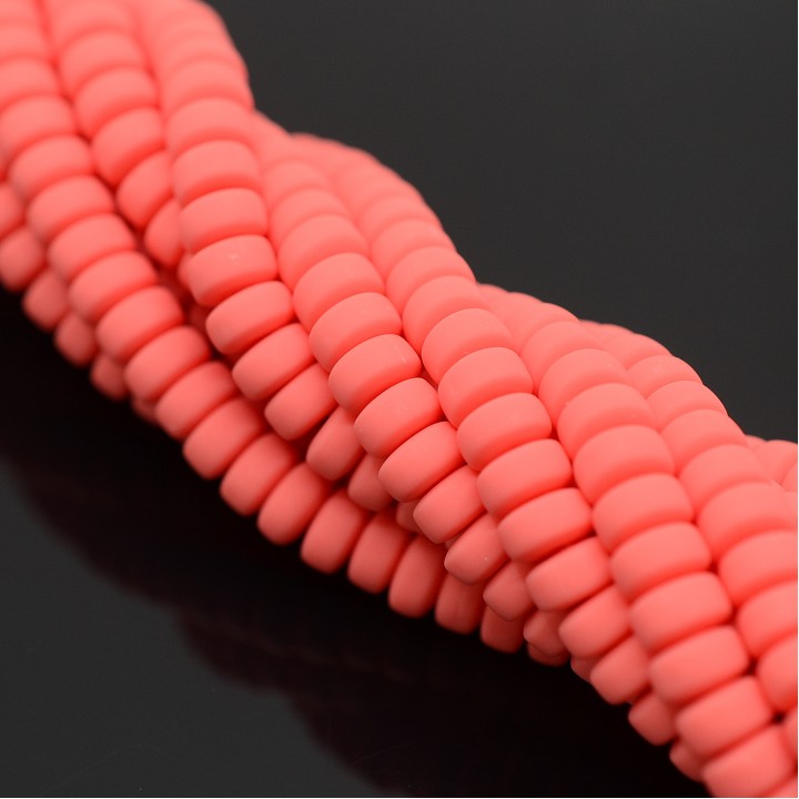 Rubber rondel (tablet) 6:3mm coral, thread 40cm