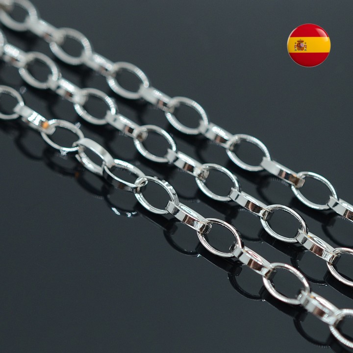 Chain Oval 9.5:6mm, rhodium plated