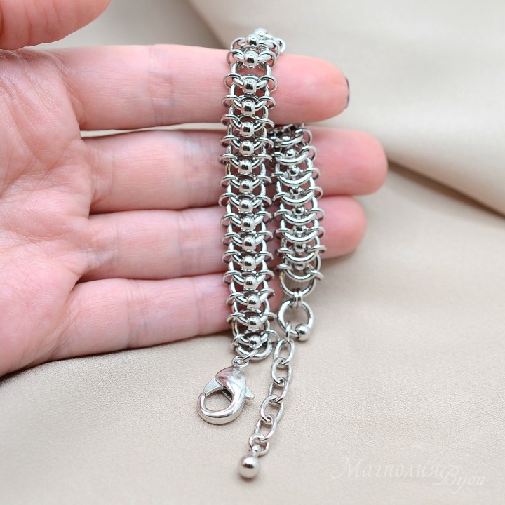 Finished bracelet 17cm + extension, rhodium plated
