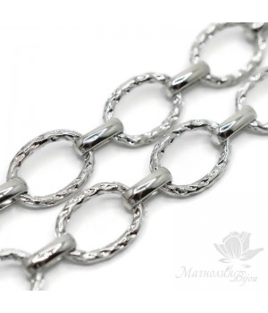Grooved Link Large Chain 50cm, rhodium plated