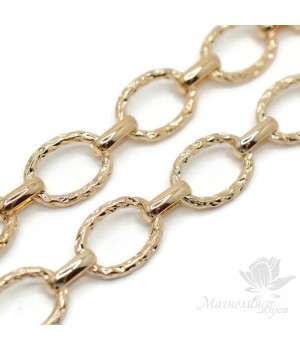 Large chain with a grooved link 50cm, gilding 24K