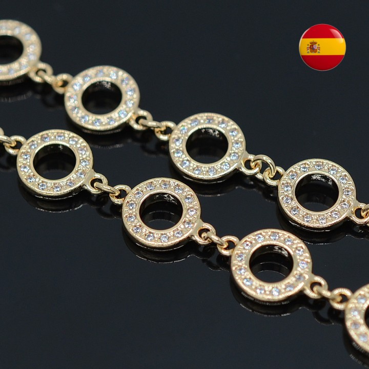 Bracelet chain with cubic zirkonia 24 carat gold, 15cm