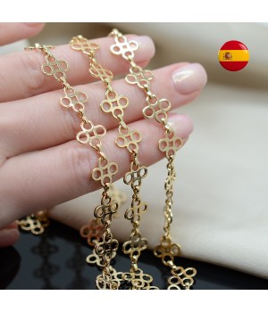 Bracelet chain Clover 11mm length 19cm, gold plated 24K