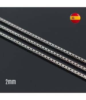 Square link chain 2mm rhodium plated, 50cm