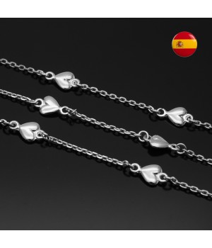 Anchor chain with Hearts 6mm 50cm rhodium plated