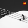Cadena con bolas de Lava negra 50cm baño de rodio