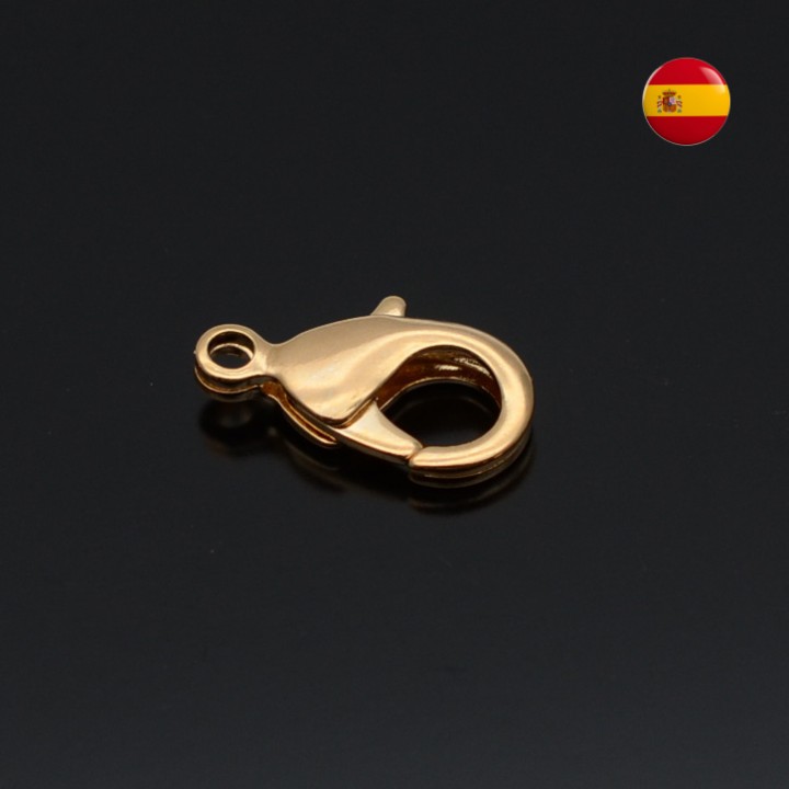 Cierre mosquetón 15mm dorado 24K, 1 und.