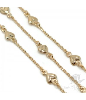 Anchor chain with hearts 6mm (Art.E14864-SD), gold plated 24K