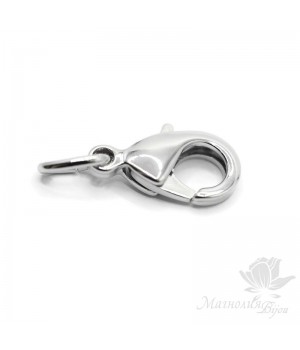 Lobster clasp 15mm, rhodium plated