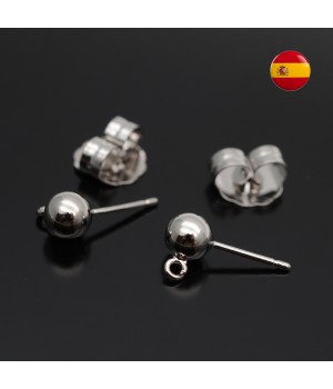 Rhodium Plated 6mm Ball Studs, 1 pair