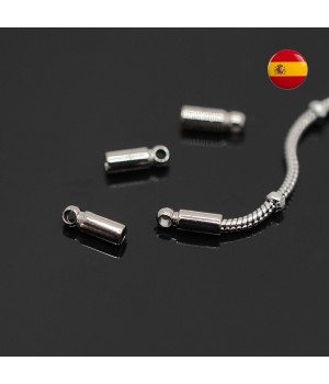 Концевик для цепочки или шнура 1мм 2 шт., родиевое покрытие