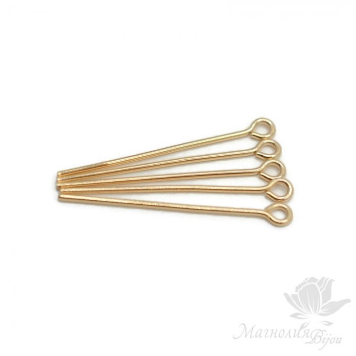 Pins with ring 35:0.7mm 24k gold plated, 10 pieces