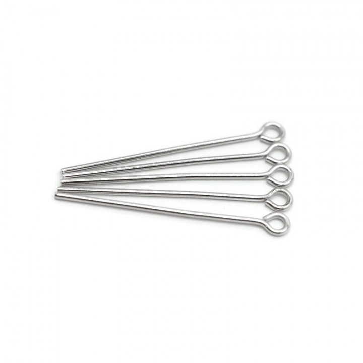 Ring pins 25:0.7mm rhodium plated, 10 pieces
