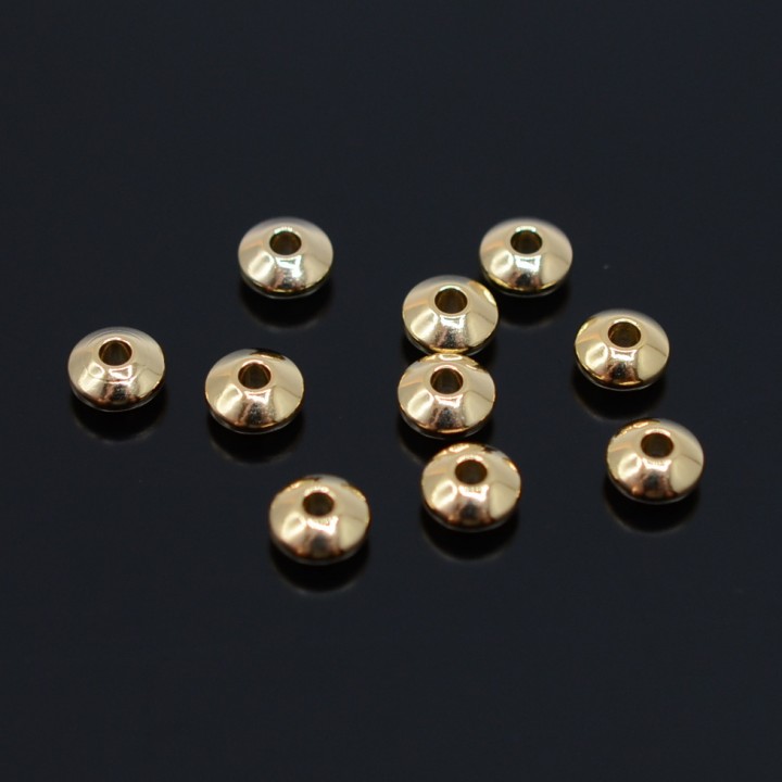 Rondel 5.5mm acero inoxidable dorado, 10 piezas