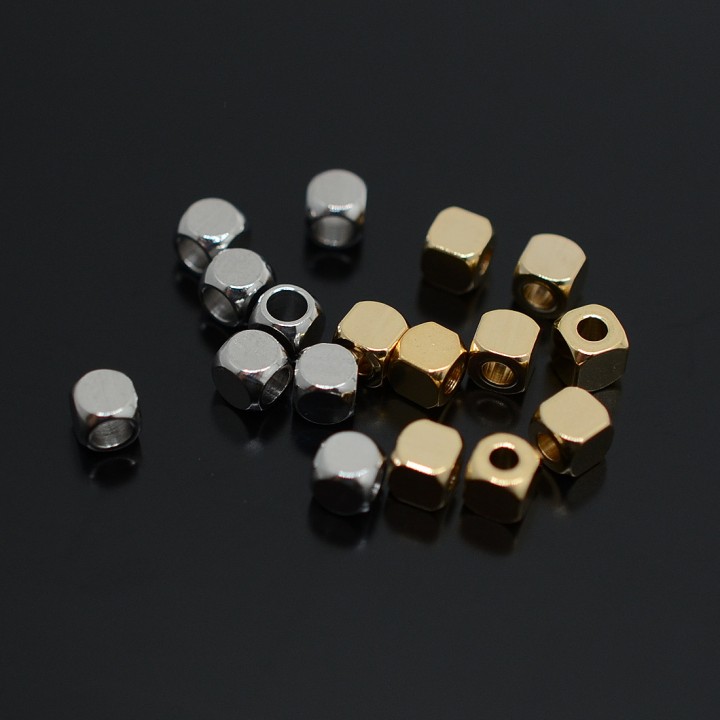 304 Stainless Steel Square Beads 4mm, 10 pcs