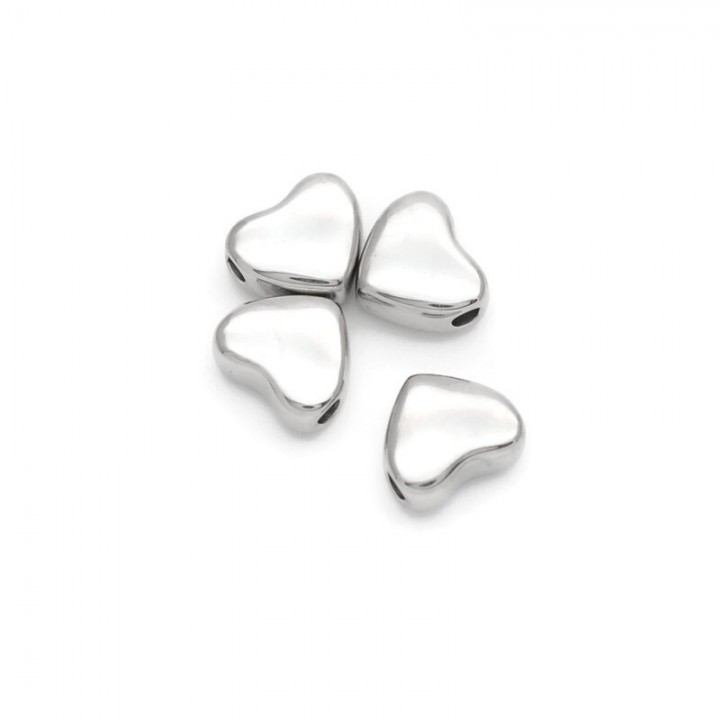 Бусина Сердечко 9мм нержавеющая сталь, 1 штука