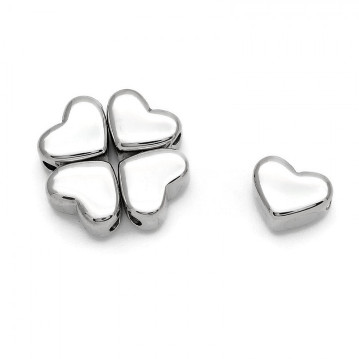 Бусина Сердечко 10мм нержавеющая сталь, 1 штука