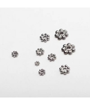 3mm Stainless Steel Daisy Flower Spacer Beads, 10 pcs