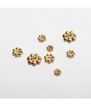 3mm Gold Plated Stainless Steel Daisy Flower Spacer Beads, 10 pcs