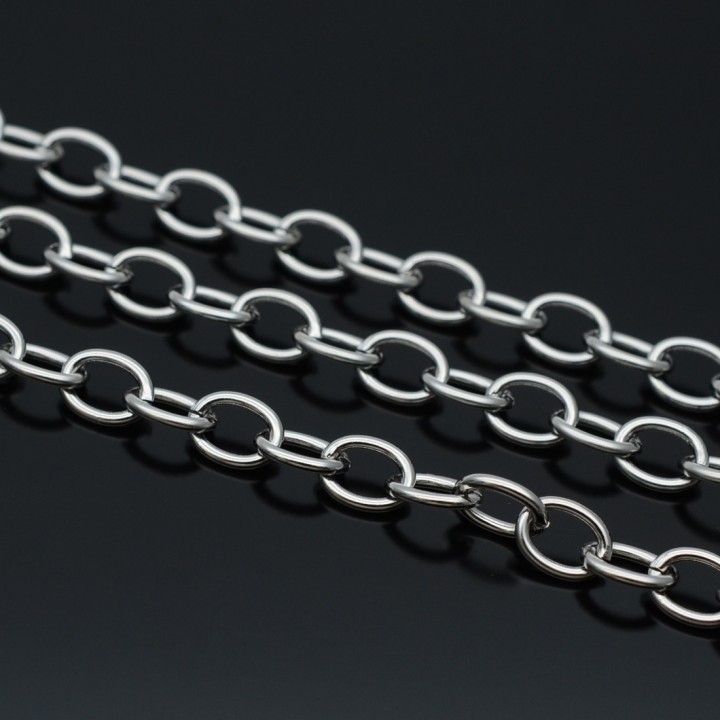 Цепочка овальная 6х8мм нержавеющая сталь, 50см