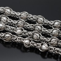 Цепь плетёная с жемчугом Майорка нержавеющая сталь, 50см