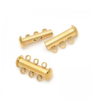 Cierre de tubo 3 filas acero inoxidable dorado, 1 pieza