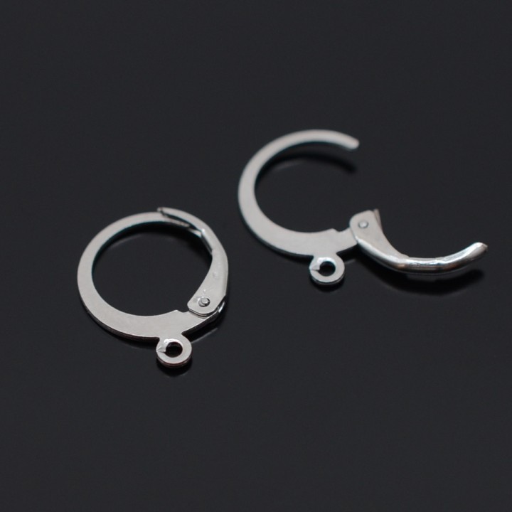 Stainless steel leverback earrings 12.5mm, 1pair