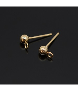 Stainless Steel Stud Earrings 4mm with Ear Nuts golden, 1 pair