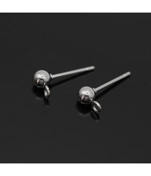 Stainless Steel Stud Earrings 4mm with Ear Nuts, 1 pair
