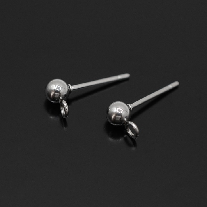 Stainless Steel Stud Earrings 4mm with Ear Nuts, 1 pair