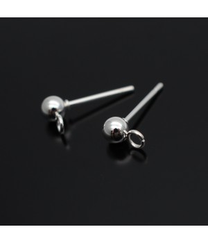 Пуссеты Шарик 4мм нержавеющая сталь светлое серебро, 1 пара