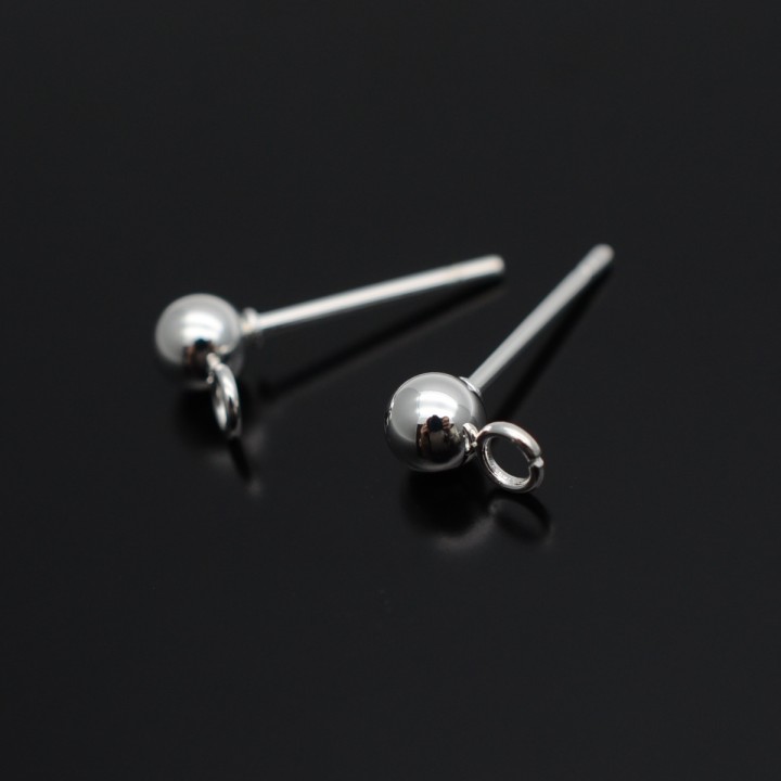 Пуссеты Шарик 4мм нержавеющая сталь светлое серебро, 1 пара