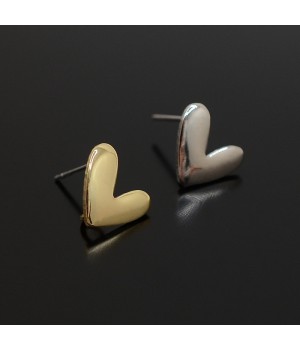 304 Stainless Steel Heart Stud Earrings, 1 pair