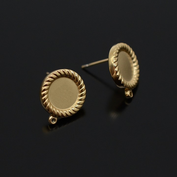 304 Stainless Steel Button Stud Earrings golden, 1 pair