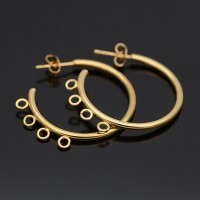 Stainless steel Hoop earrings 32mm with loops, 1pair