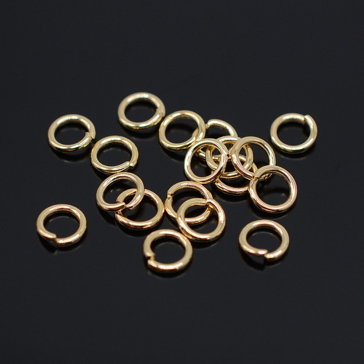 304 Stainless Steel Open Jump Rings 24K gold plated 18 Gauge 6x1mm, 10pcs
