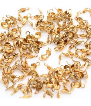 Tapanudos 3mm 2 anillas acero inoxidable dorado, 50 piezas