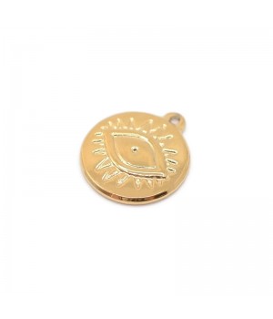 Evil Eye Charms stainless steel golden, 1 piece