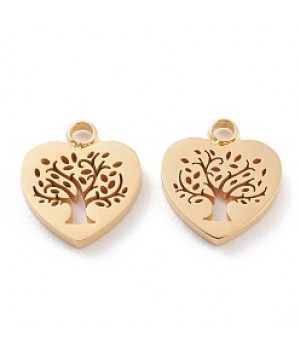 Gold Plated Stainless steel Tree of Life charm pendant, 1 piece