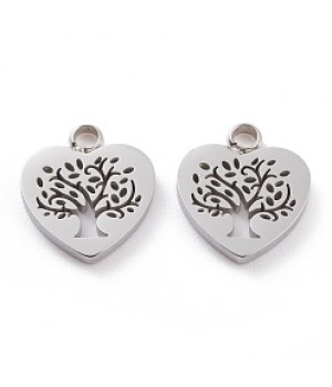 Stainless steel Tree of Life charm pendant, 1 piece