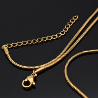 Цепочка Змейка 1.5мм с карабином 45см нержавеющая сталь позолота, 1 штука