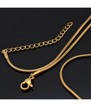 Цепочка Змейка 1.5мм с карабином 45см нержавеющая сталь позолота, 1 штука