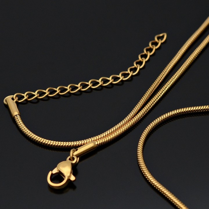 Цепочка Змейка 1.5мм с карабином 45см нержавеющая сталь позолота, 1 штука