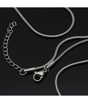 Цепочка Змейка 1.5мм с карабином 45см нержавеющая сталь, 1 штука